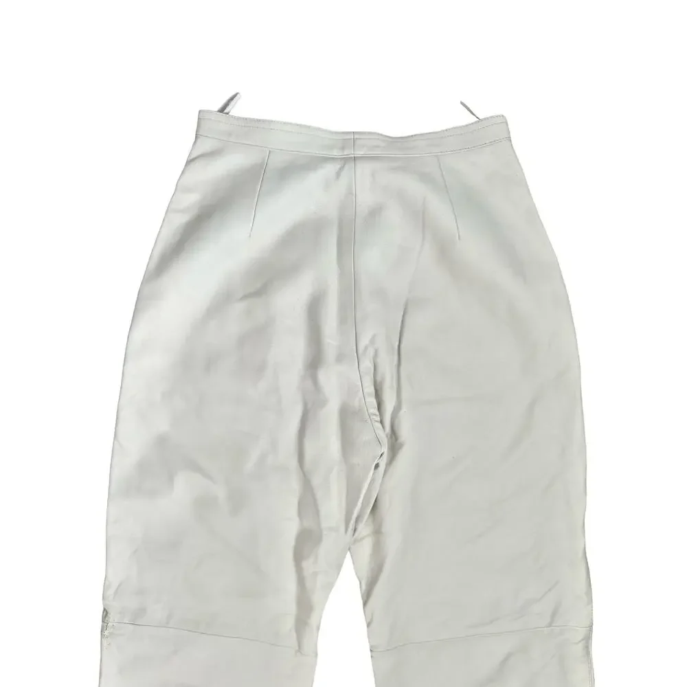Longchamp White Italian Lamb Leather Pants Tapered Joggers High Rise Pants Sz 36 - Picture 12 of 15